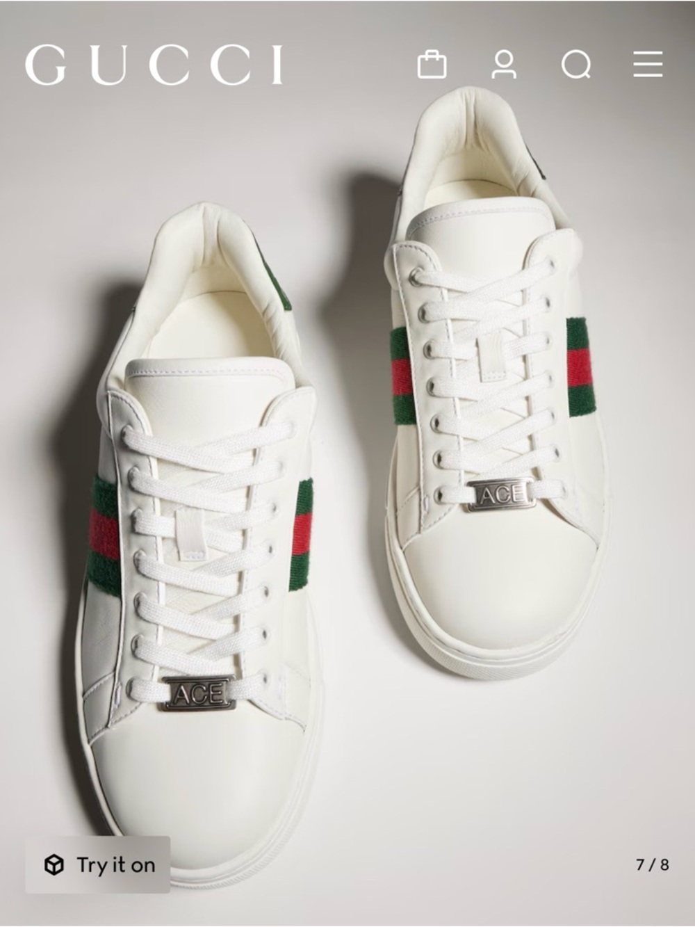 Gucci - Brand New Women's Gucci White Ace Sneaker with Web. NWB - Picture 6 of 16